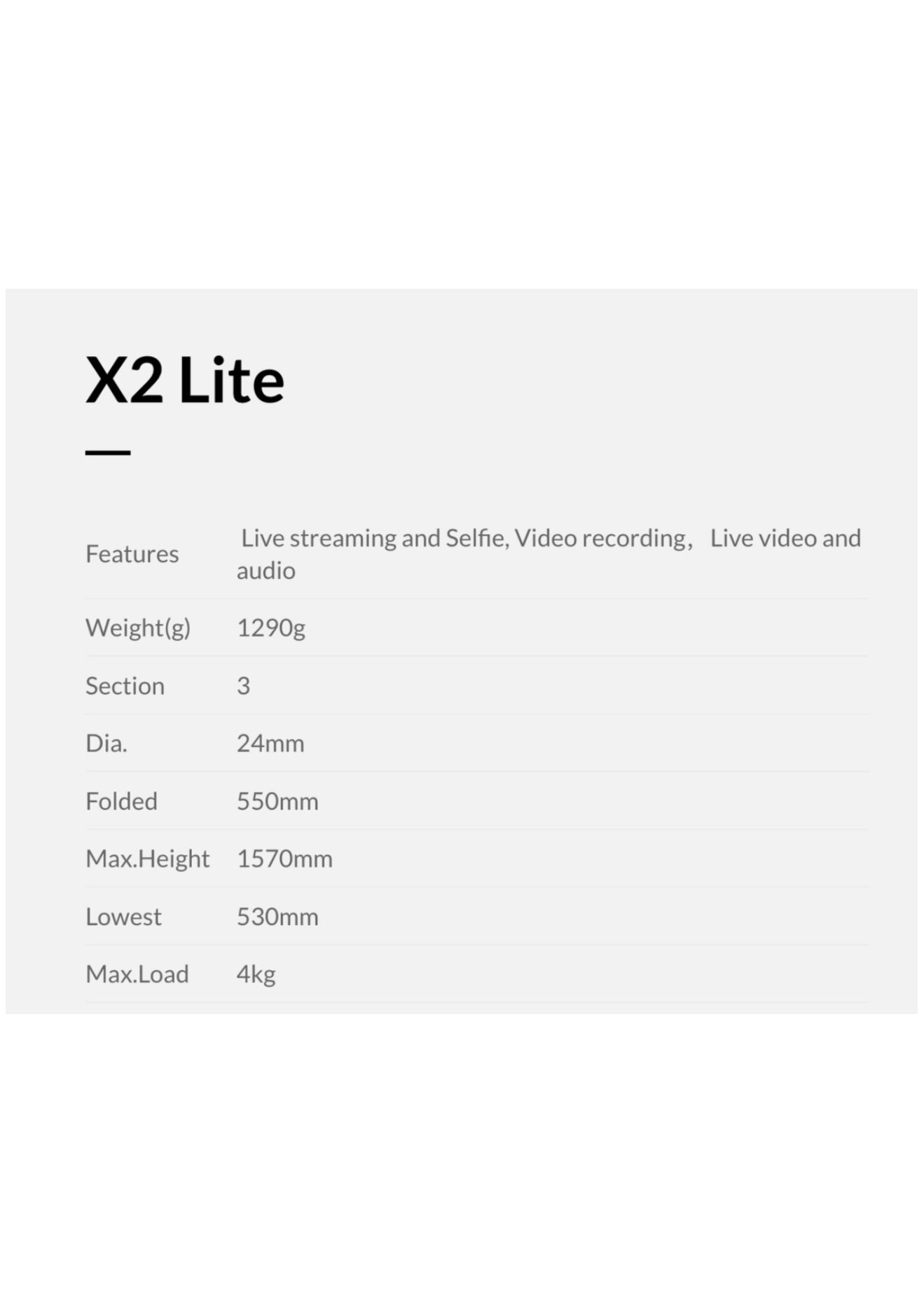 Fotopro Lightweight Adjustable Aluminium Tripod Stand - X2 Lite