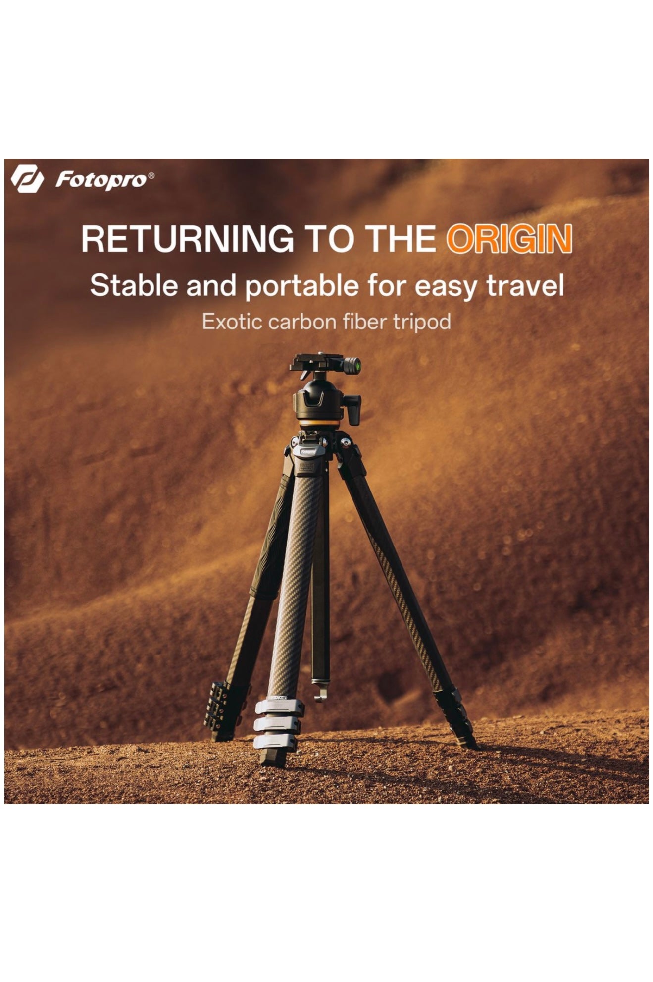 Fotopro Carbon Fiber Portable Lightweight Camera Tripod Stand - Origin+O-7H