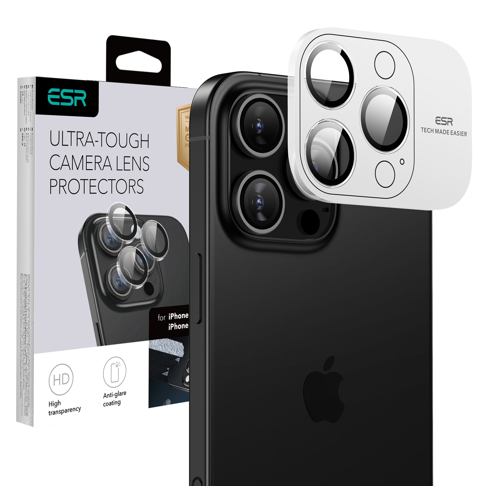 ESR Armorite Camera Lens Protectors for iPhone 16 Pro/ 16 Pro Max - Clear