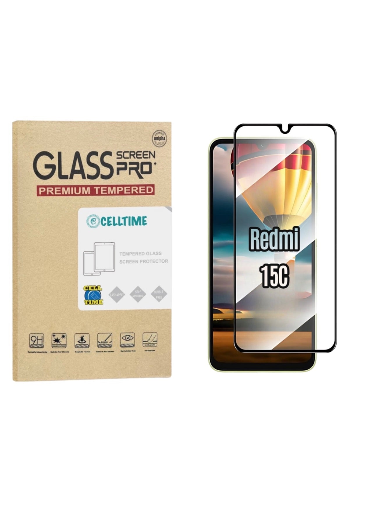 CellTime Tempered Glass Screen Protector For Redmi 15C
