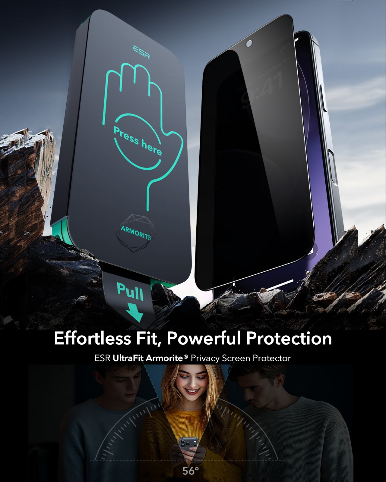 ESR Privacy Glass Screen Protector Compatible with iPhone 17 Pro - 3 Pack