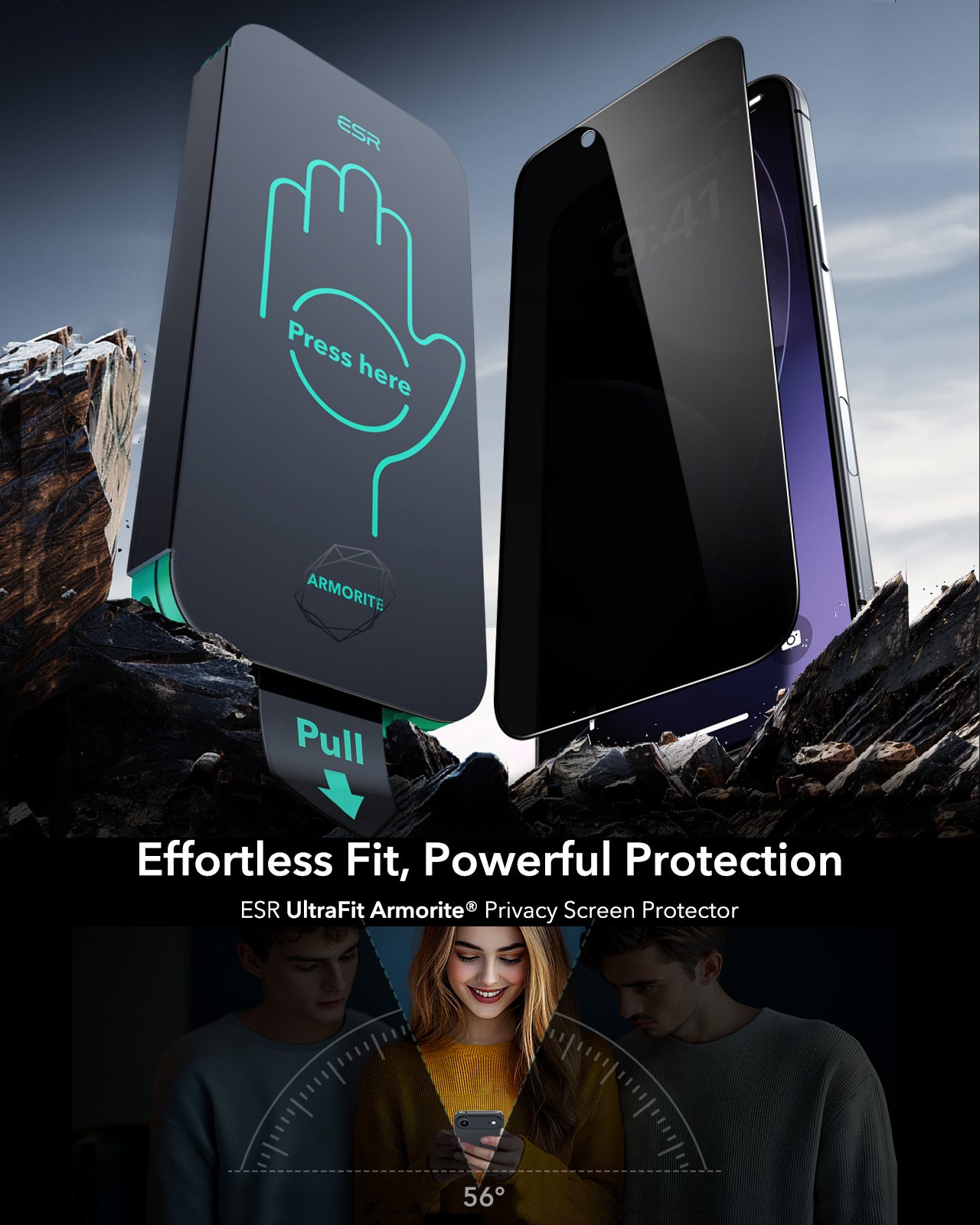ESR Privacy Glass Screen Protector Compatible with iPhone 17 Air - 3 Pack
