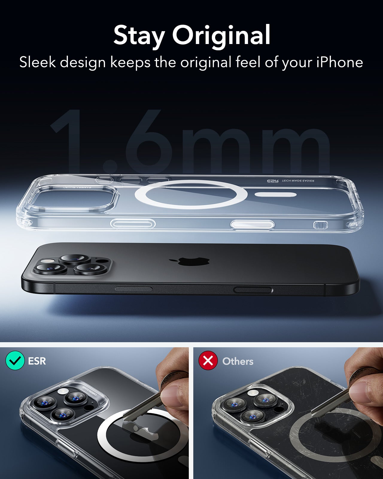 ESR MagSafe Case Compatible with iPhone 16 Pro/Max Hybrid Camera Button