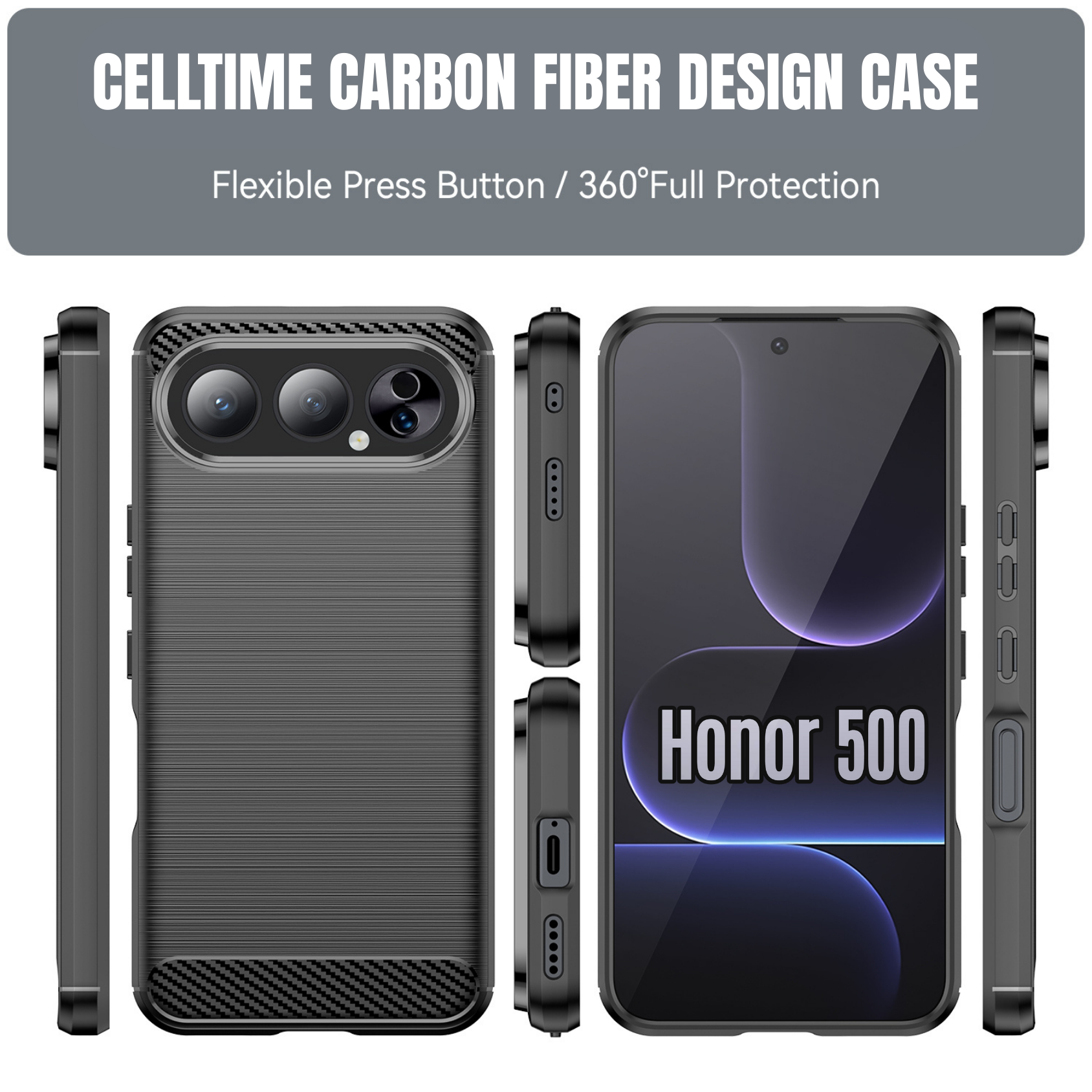 CellTime Case for Honor 500 Carbon Fiber Design Cover - Black