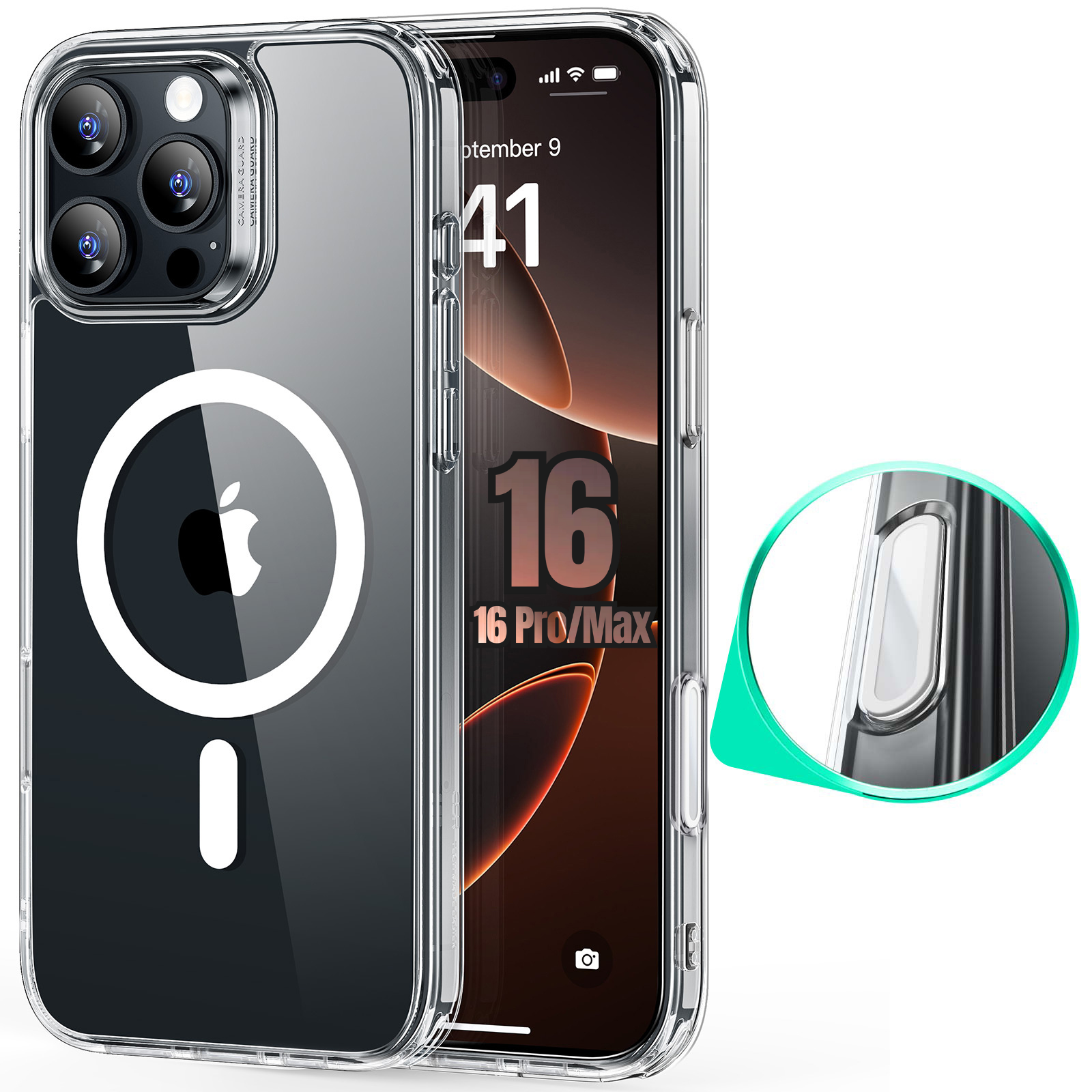 ESR MagSafe Case Compatible with iPhone 16 Pro/Max Hybrid Camera Button