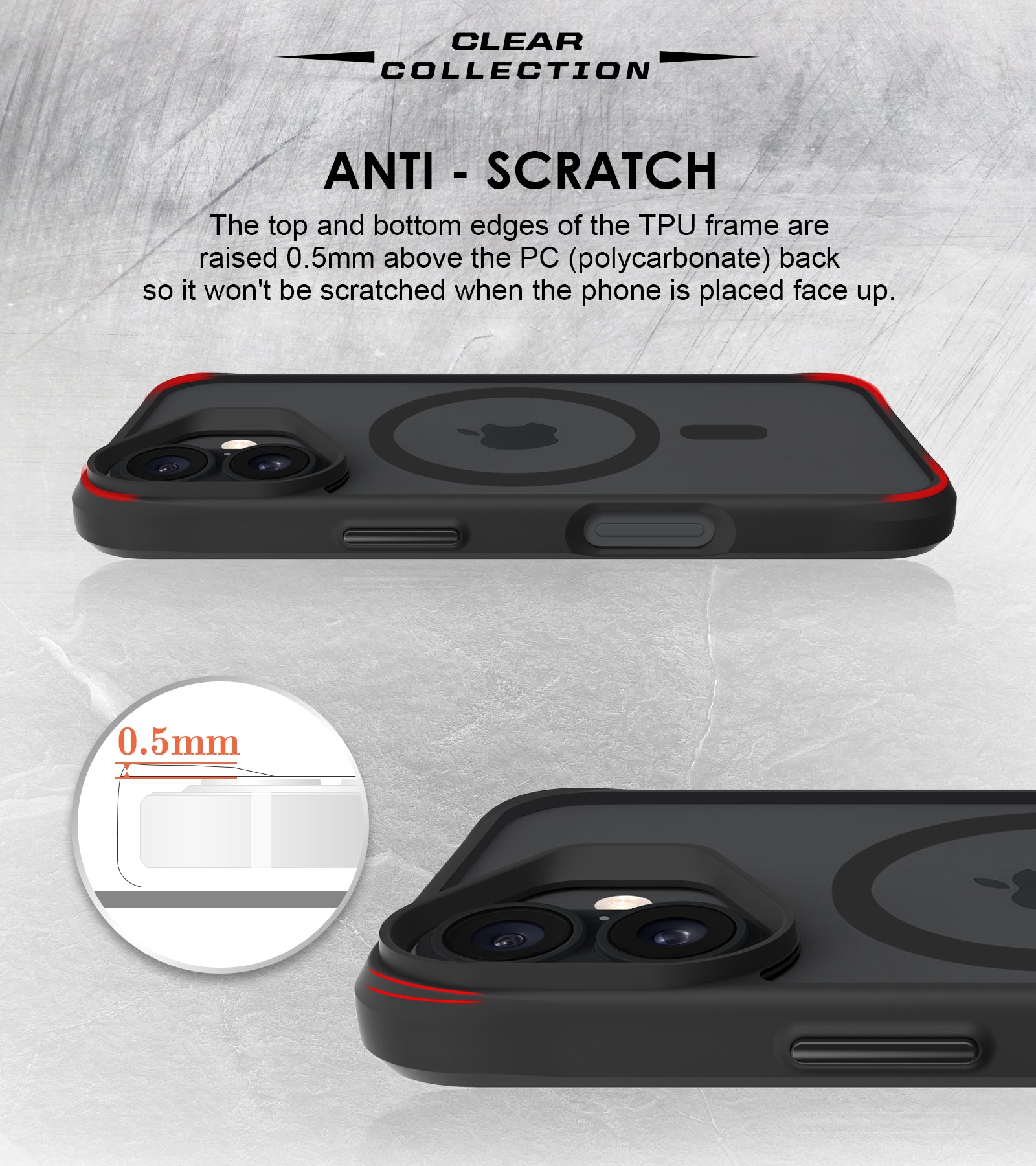 CellTime Case for iPhone 17 Combat Shockproof MagSafe Cover - Clear Black