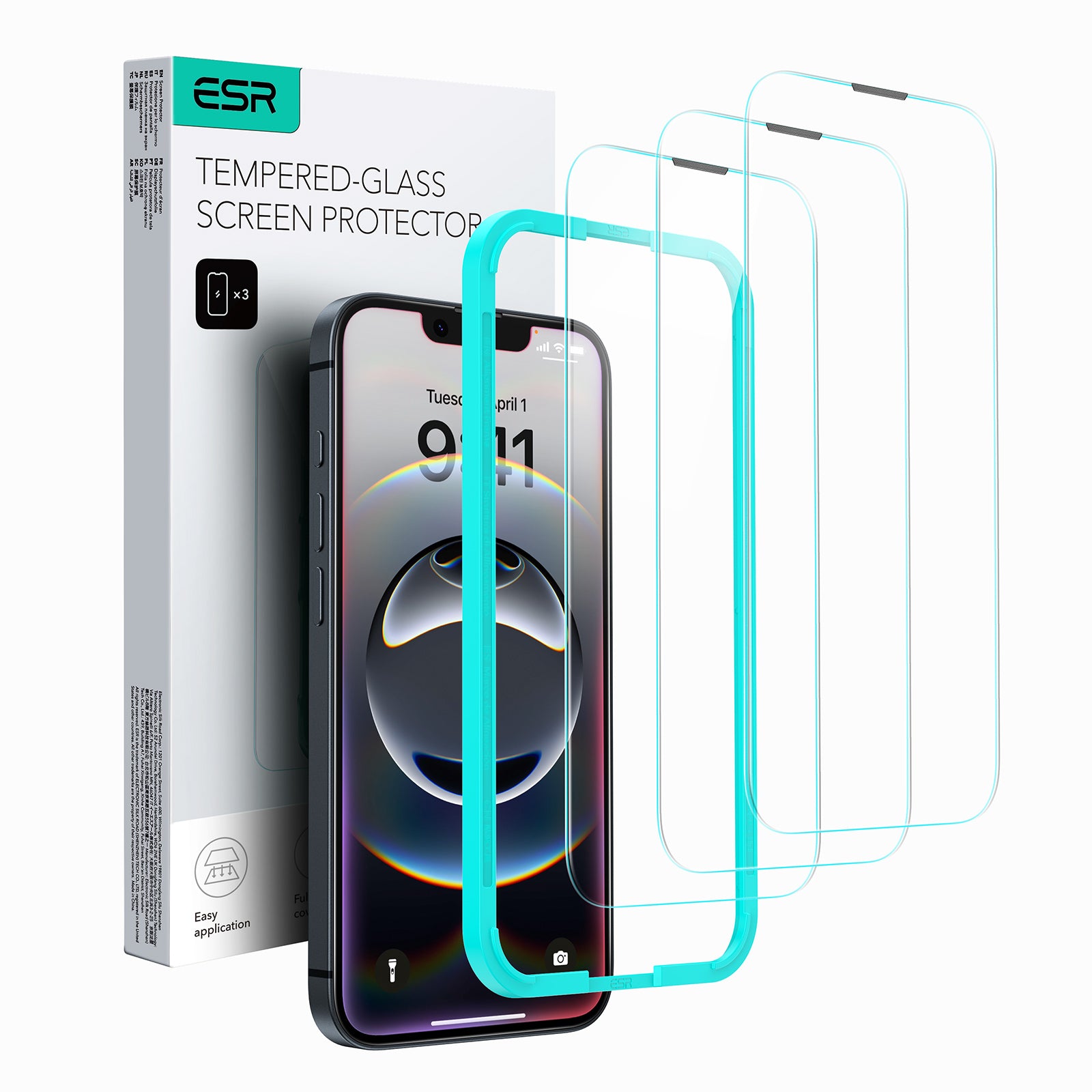 ESR Tempered Glass Screen Protector Compatible with iPhone 16e/ 14/ 13/ 13 Pro - 3 Pack