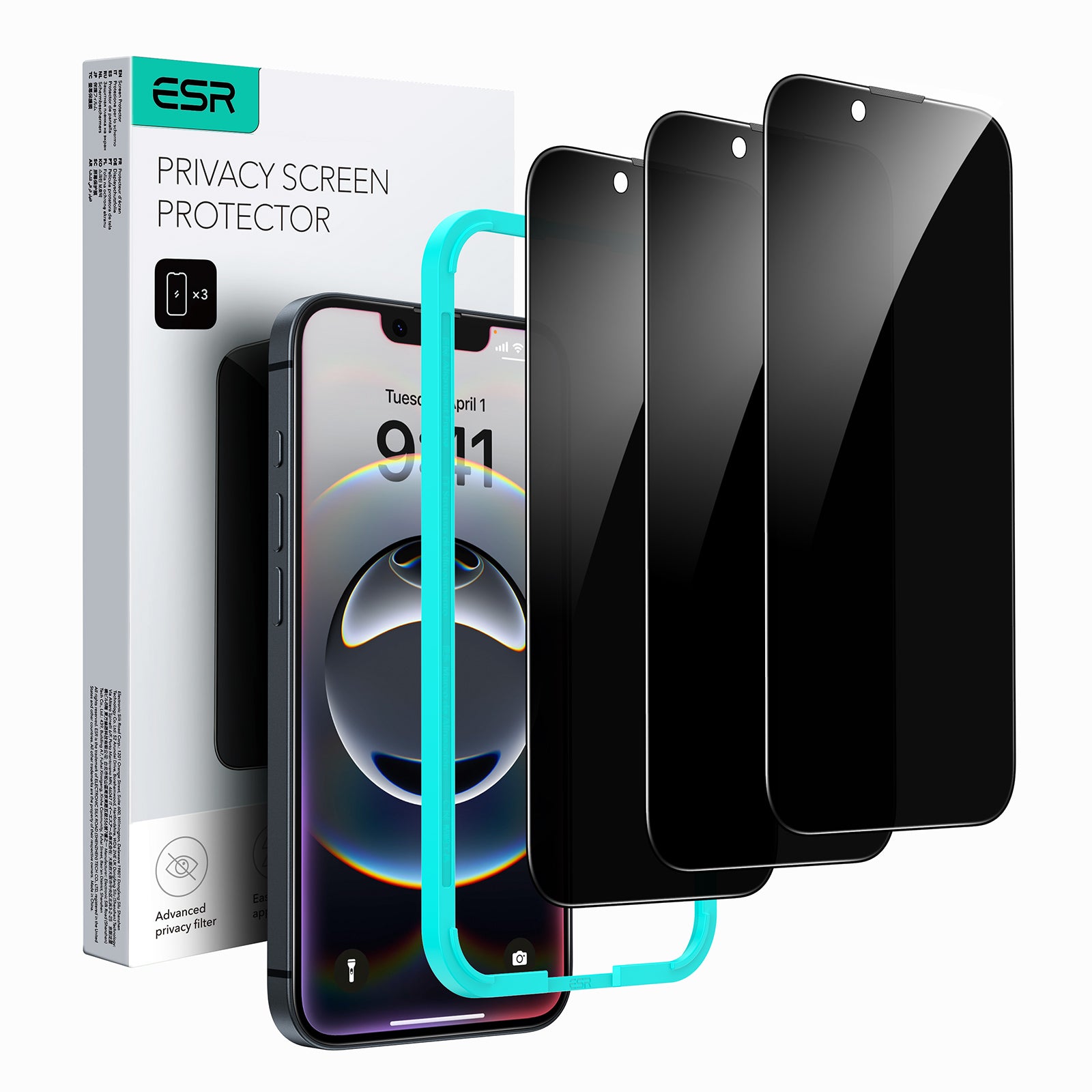 ESR Privacy Glass Screen Protector for iPhone 16e/ 14/ 13/ 13 Pro - 3 Pack
