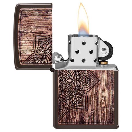 Zippo Lighter - Wood Mandala Design