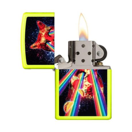 Zippo Lighter - Pizza Cat Design