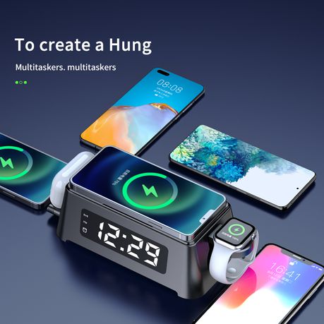 Multi-Function 3 in 1 Wireless Charger With Digital Alarm Clock