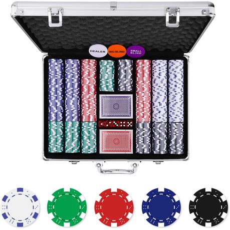 Poker Set 500 Pieces with Aluminum Case, 2 Decks of Cards, 5 Dice, Dealer B