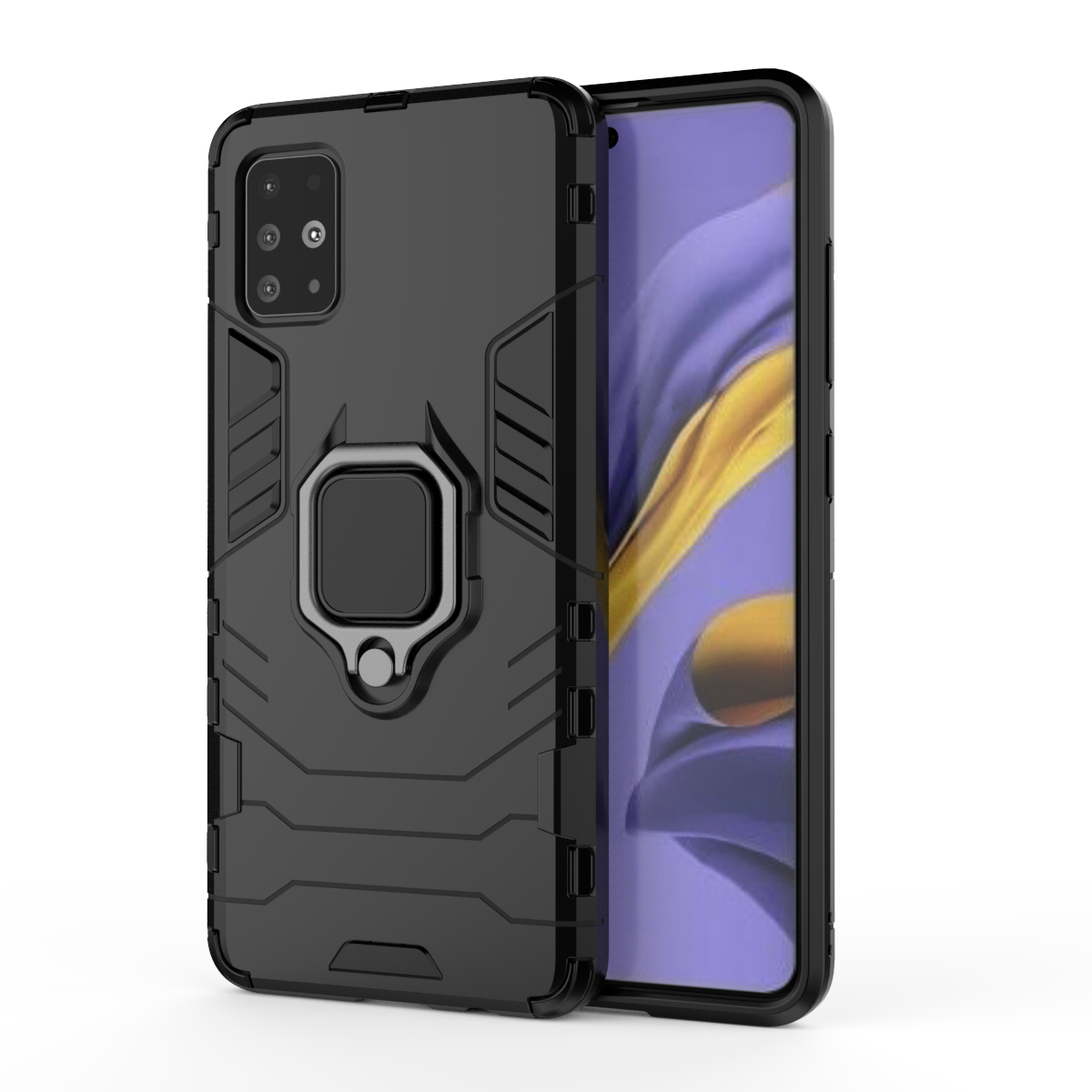 Galaxy A21s Shockproof Black Panther Magnetic Ring Stand Cover
