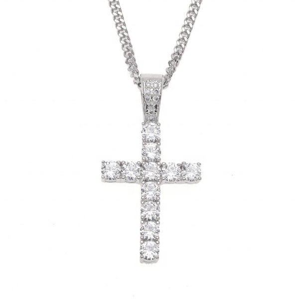 Diva Crystal Diamond Cross Necklace