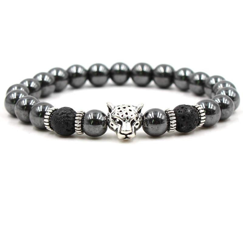 Argent Craft Hematite Bracelet and 2 Lava Stones With Cheetah (silver)