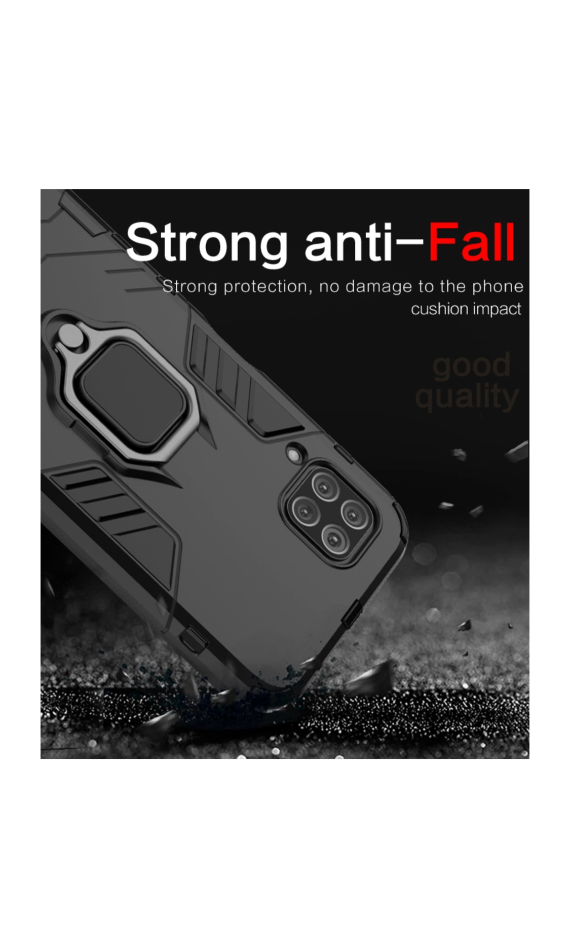 Huawei P40 Lite Shockproof Black Panther Magnetic Ring Stand Cover - Black