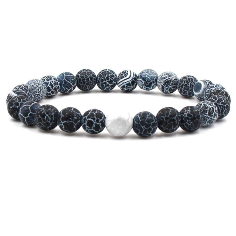 Argent Craft Natural Black & White Agate Stone Bracelet with Howlite