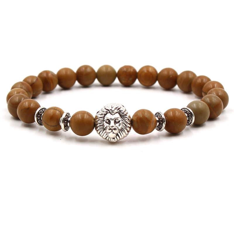 Argent Craft Brown Stone With Royal Lion Bracelet (Silver)