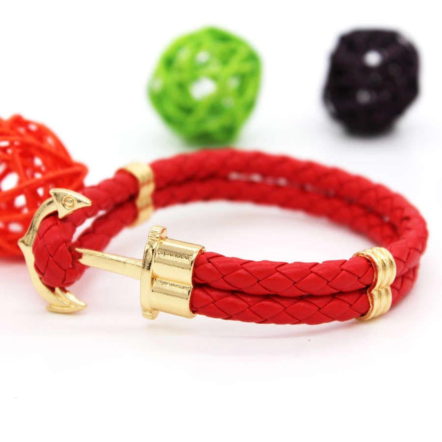 Argent Craft Leather Hook Anchor Bracelet