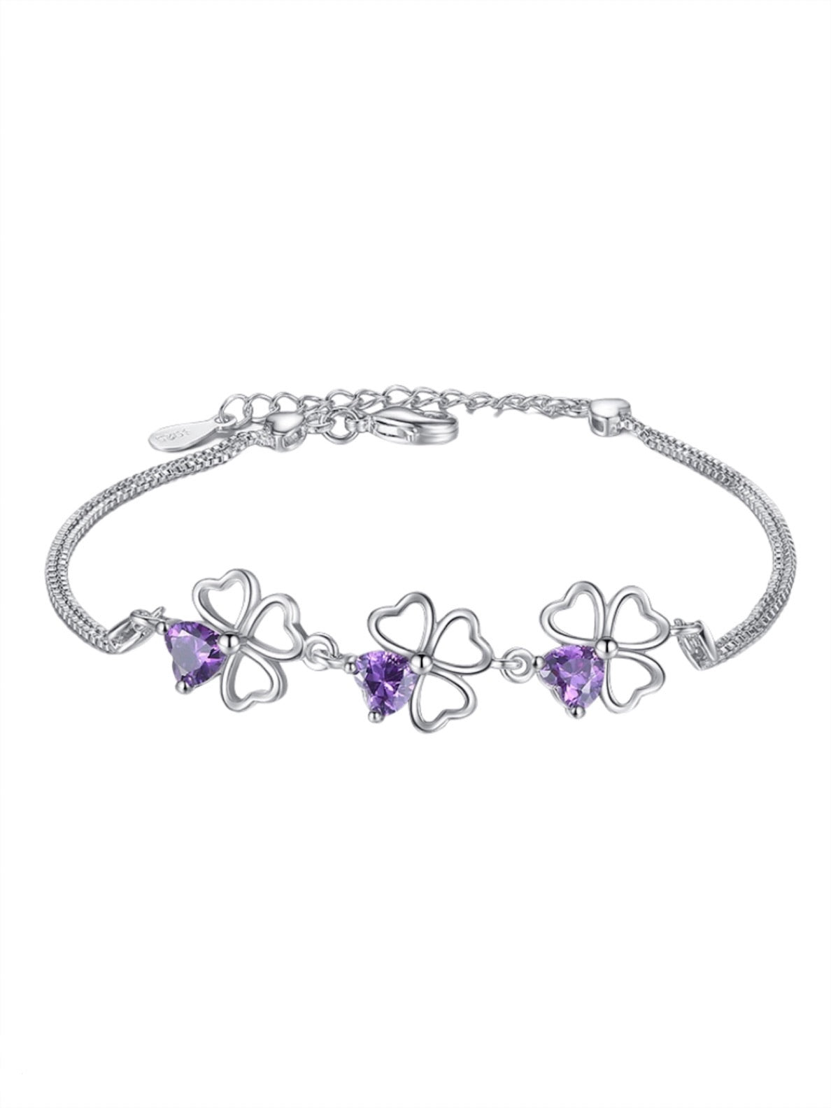 Uniqo Light Purple Crystal Flower Bracelet