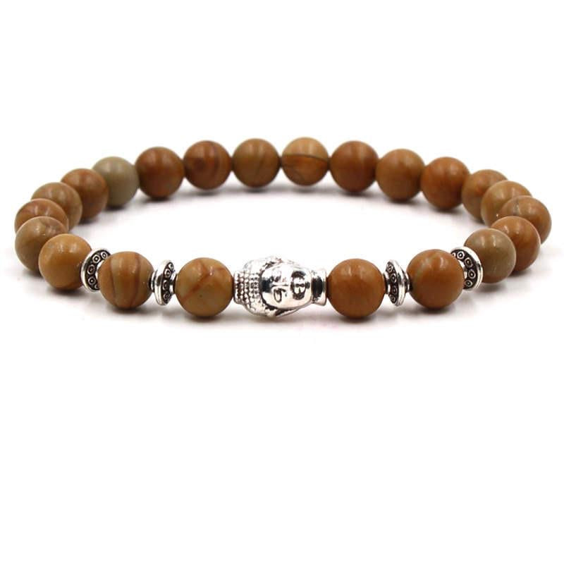 Argent Craft Brown Stone With Budhaa Bracelet (Silver)