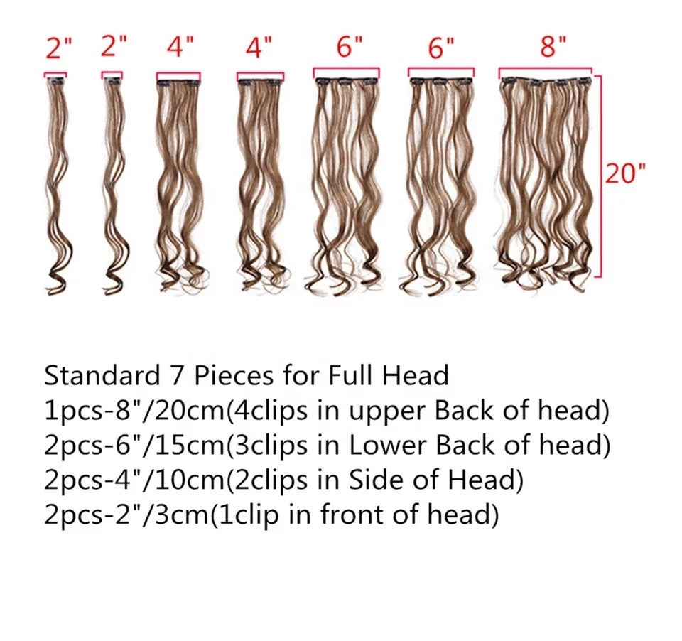 Uniqo 7 Piece Clip In Synthetic Hair Extensions - 20” - Honey Blonde