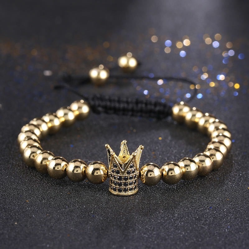 Argent Craft Gold Stone Bracelet With Crown & Zirconia (Gold)