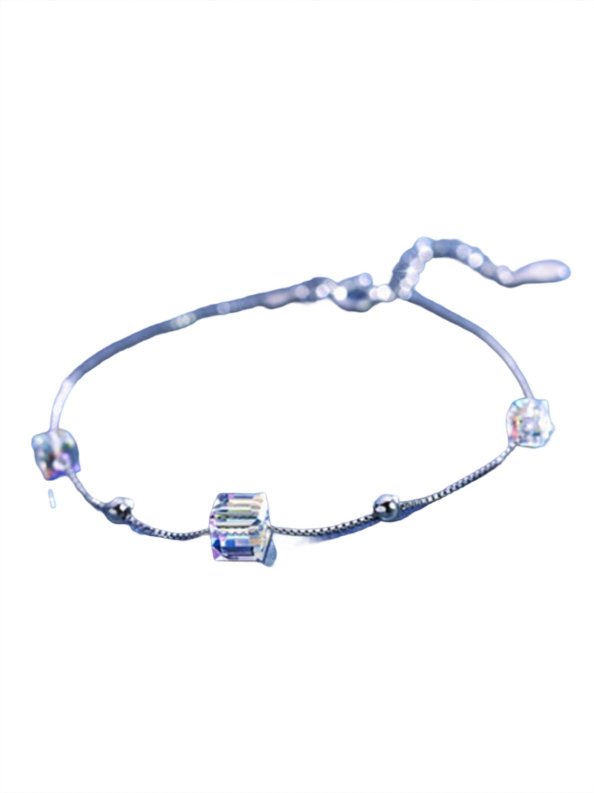 Uniqo Silver Transparent Cube Bracelet