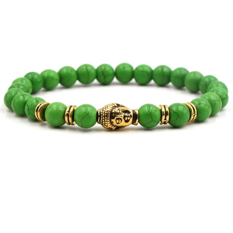 Argent Craft Green Howlite Stone Bracelet With Buddha (gold)