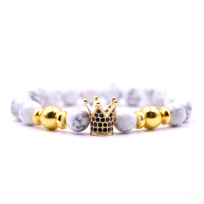 Argent Craft Howlite With Crown & Balls with Zirconia (Gold)