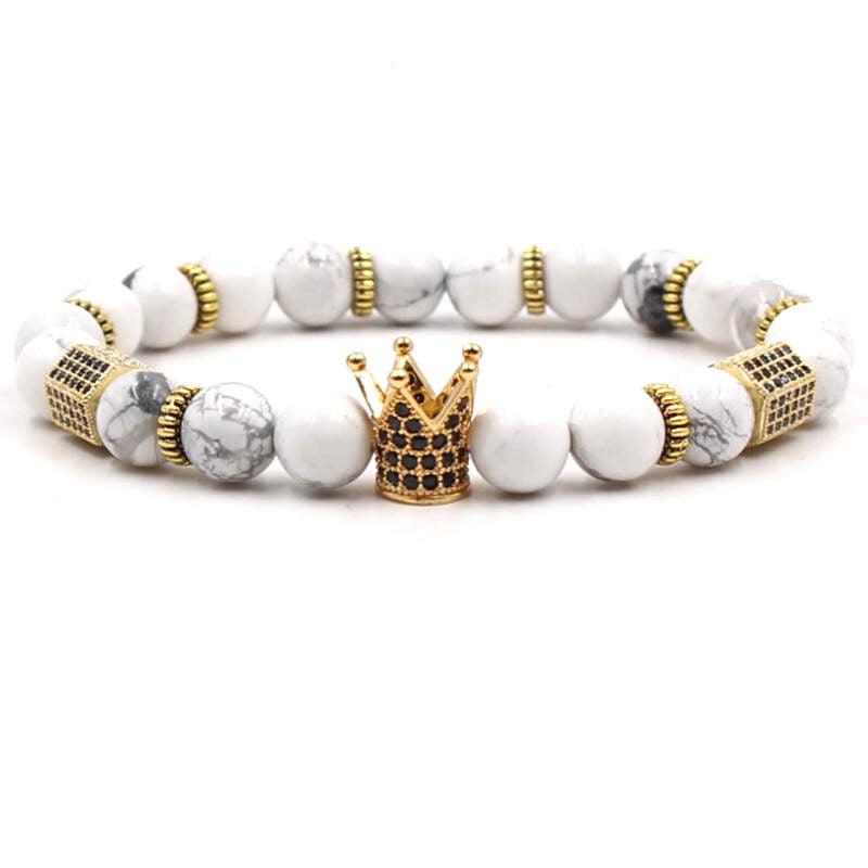 Argent Craft Howlite Stone with Gold Crown,Rings & Die