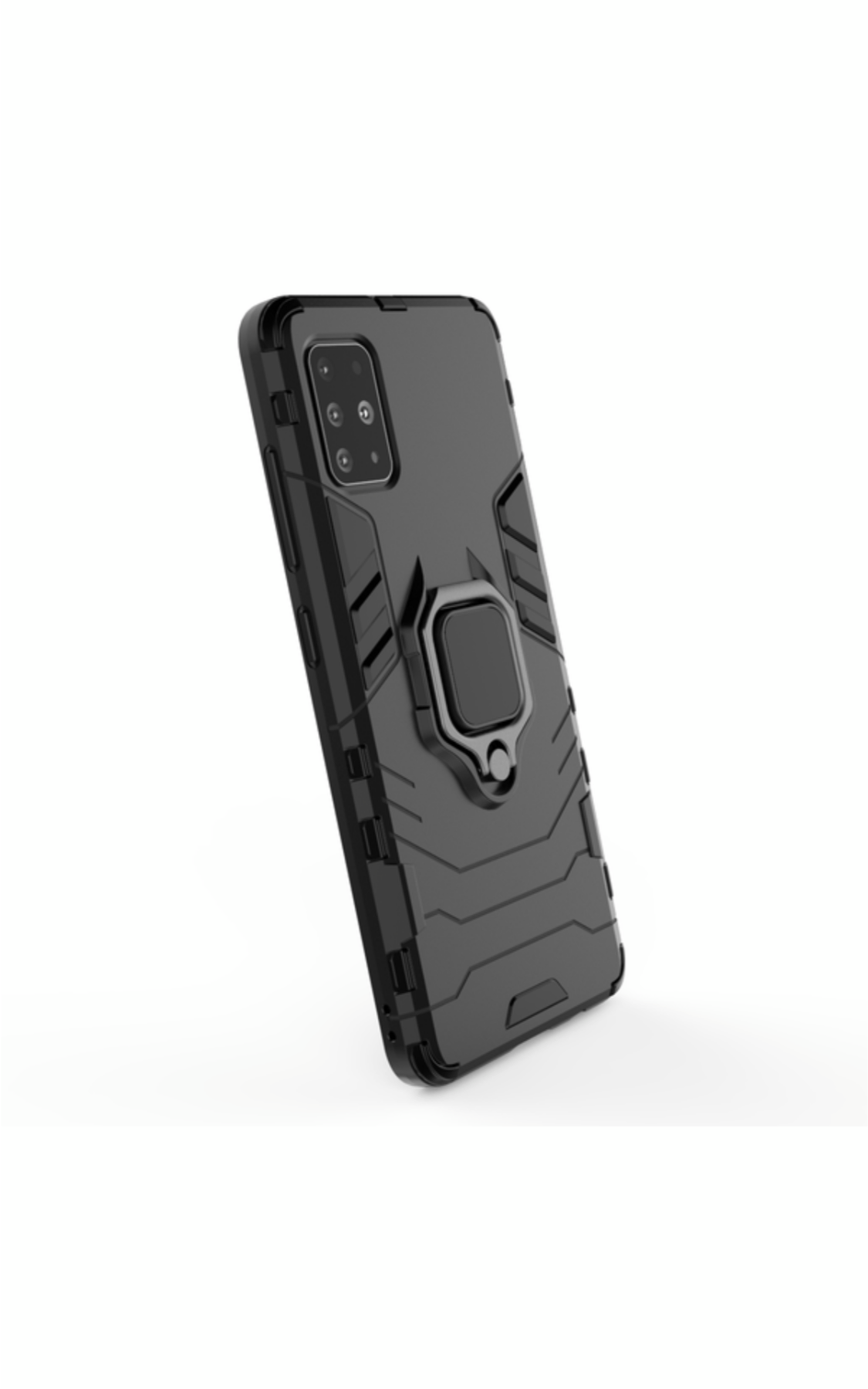 Samsung Galaxy A31 Shockproof Black Panther Magnetic Ring Stand Cover - Black