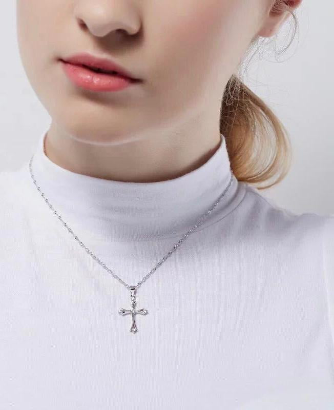 CDE 925 Sterling Silver Cross Necklace With AAA Zircon