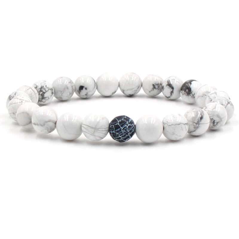 Argent Craft Natural Howlite Stone Bracelet with Black & White Agate