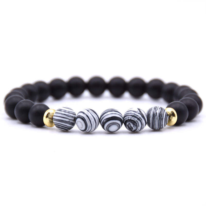 Argent Craft Natural Black Matte Agate With 4 White and Black Agate Stone