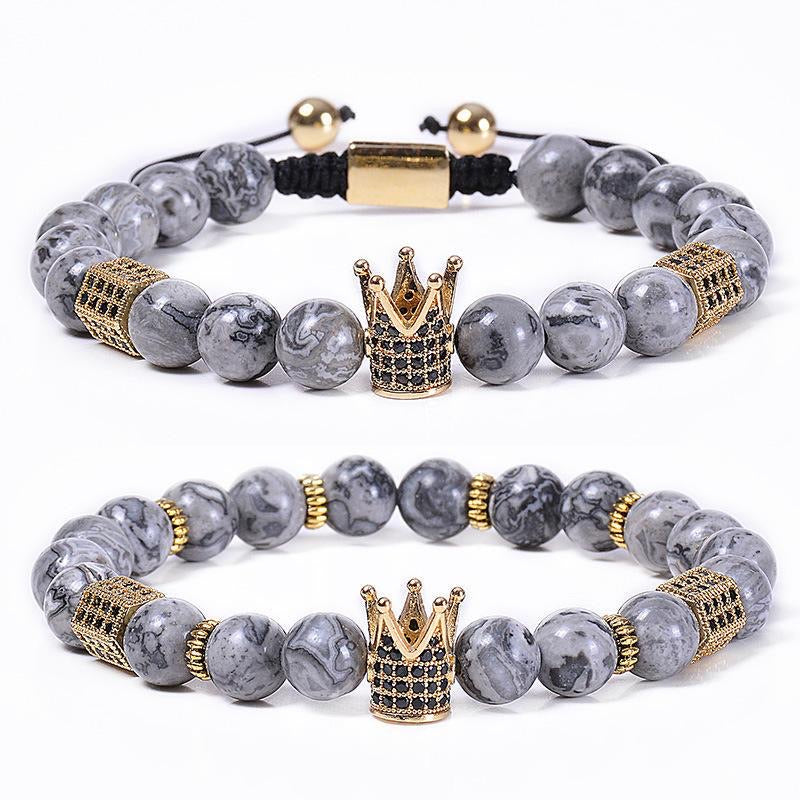 Argent Craft Grey Jasper Royal Wrap Bracelet Set (2)