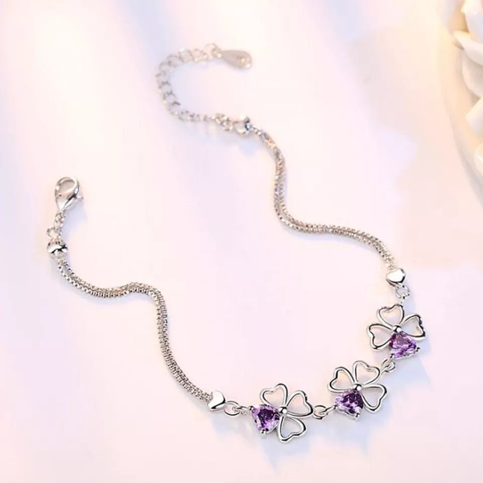 Uniqo Light Purple Crystal Flower Bracelet