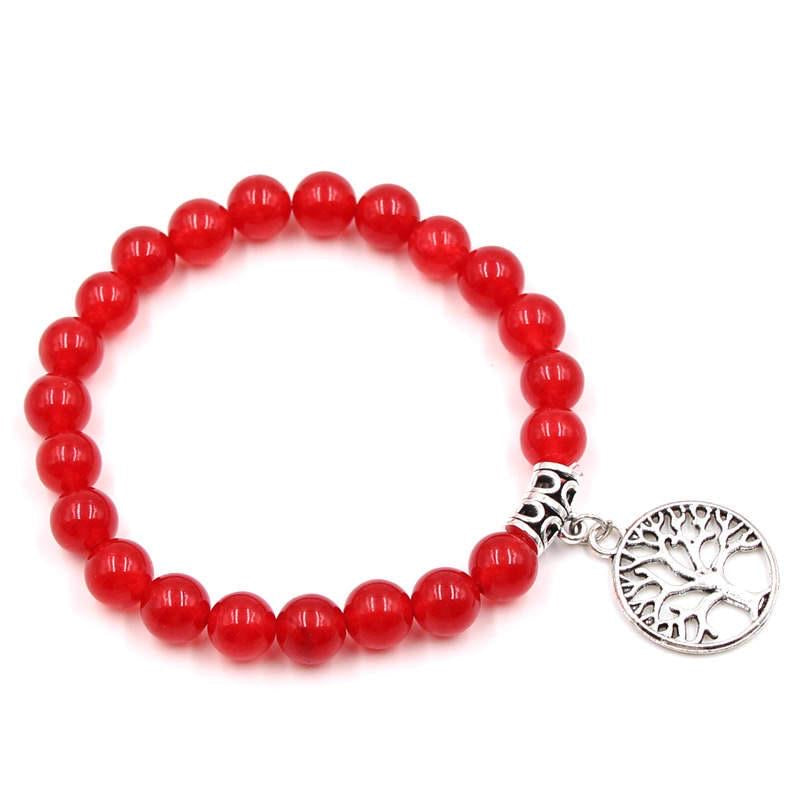 Argent Craft Red Coral Bracelet With Tree Of Life