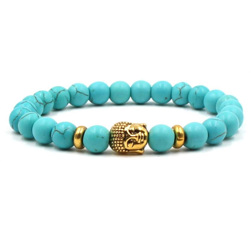 Argent Craft Blue Howlite Stone With Budhaa Bracelet (Gold)