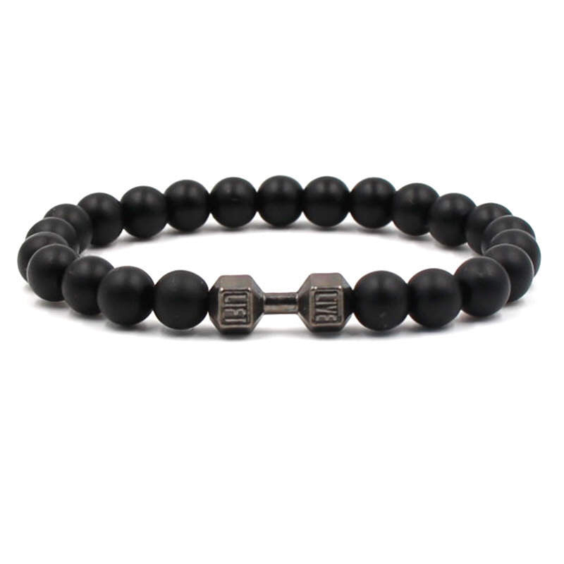 Argent Craft Black Matte Agate Stone With Fit Life Dumbbell