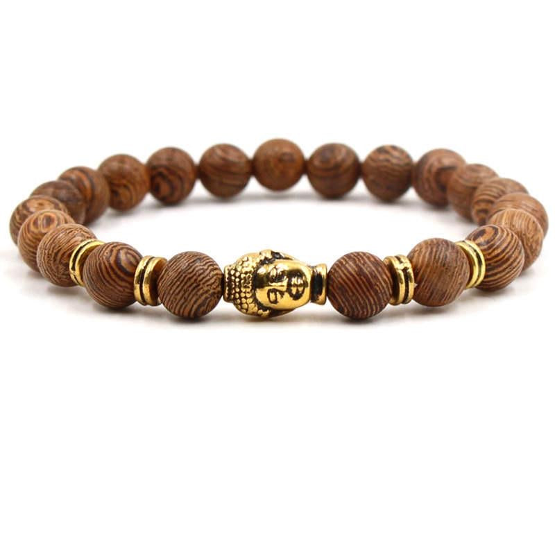 Argent Craft Yellow Brown Howlite Stone Bracelet With Buddha (gold)
