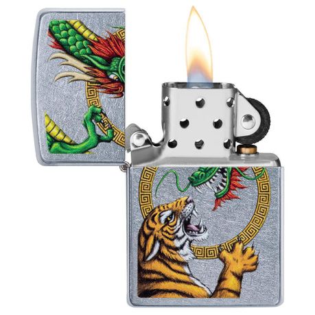 Zippo Lighter - Chinese Dragon Street Chrome Design