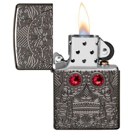 Zippo Lighter - Armor Crystal Skull Design