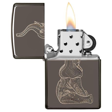 Zippo Lighter - Zentangle Elephant Design 150.zed
