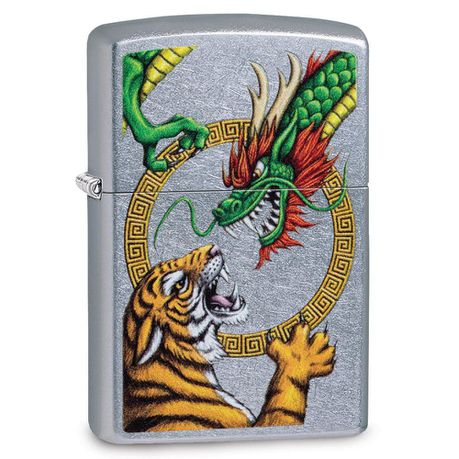 Zippo Lighter - Chinese Dragon Street Chrome Design