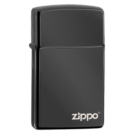 Zippo Lighter - Slim High Polish Black Zippo Logo