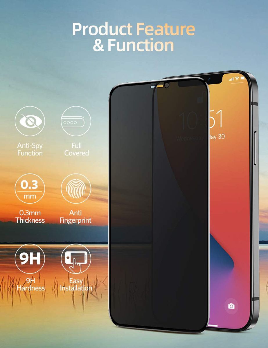 CellTime™ Tempered Glass Privacy Screen Guard for iPhone 12 Mini