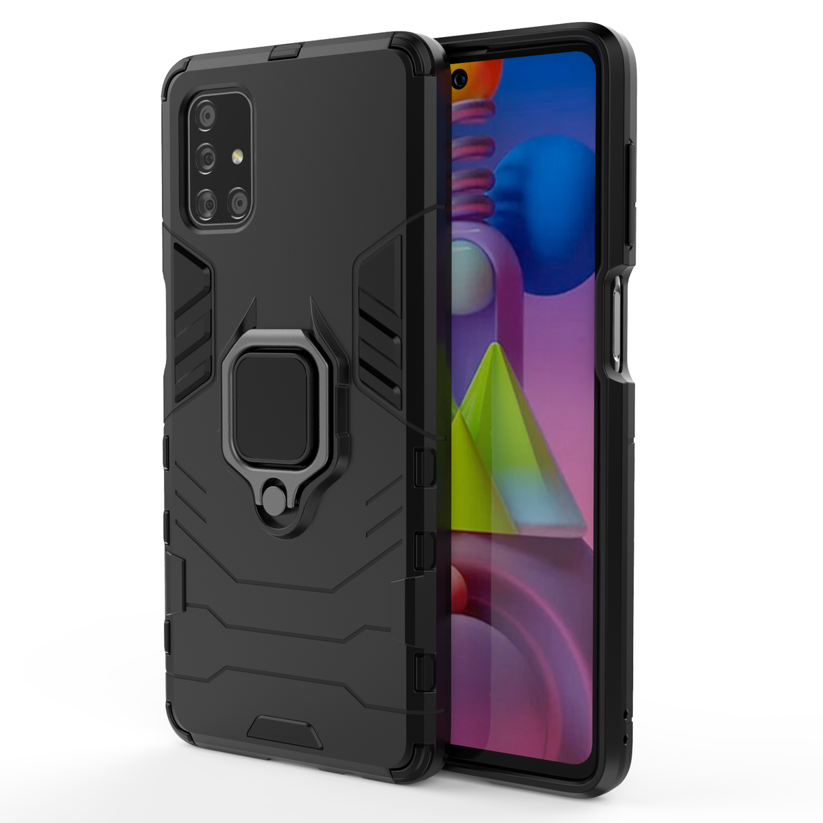 CellTime™ Galaxy A51 Shockproof Black Panther Magnetic Ring Stand Cover