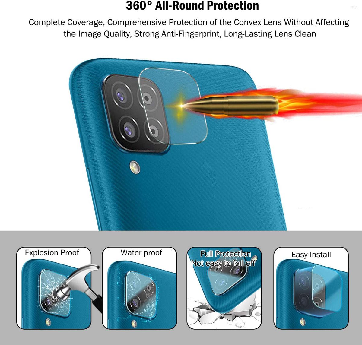 CellTime™ Tempered Glass Protector for Galaxy A12 Camera Lens
