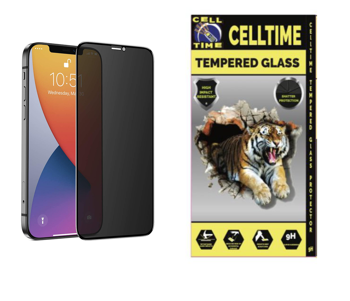CellTime™ Tempered Glass Privacy Screen Guard for iPhone 12 / 12 Pro